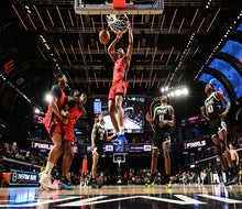 Overtime Elite games are exciting for all ages! City Reapers and RWE faced off in the OTE Finals in March 2024 at Atlanta's Overtime arena. Photo courtesy Overtime Elite
