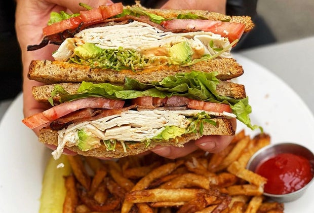 a sandwich and fries at Sabrina's cafe Visiting Philadelphia with Kids: 3 Day Itinerary from a Local