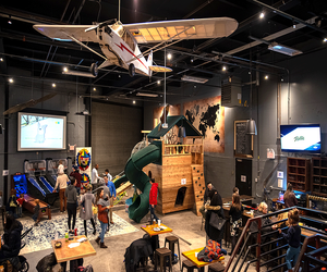 Parents eat while kids climb and slide at Craft Hall.