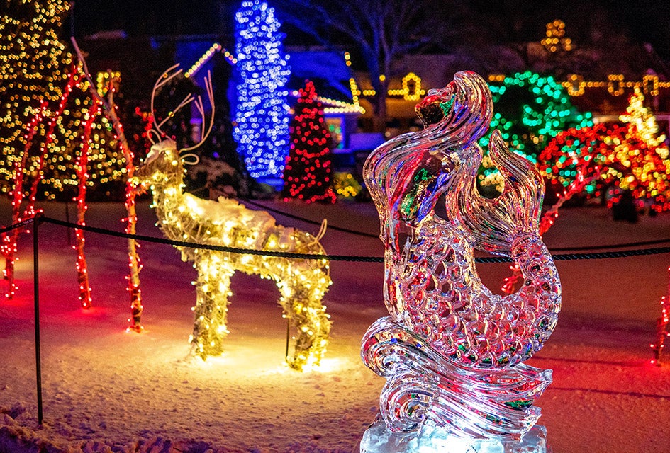12 Winter Festivals for Philly Families: Fire and Ice, Maple Sugaring, and More Enjoy ice carving demonstrations and lights galore at Fire & Frost Fun at Peddler's Village. Photo courtesy of Peddler's Village
