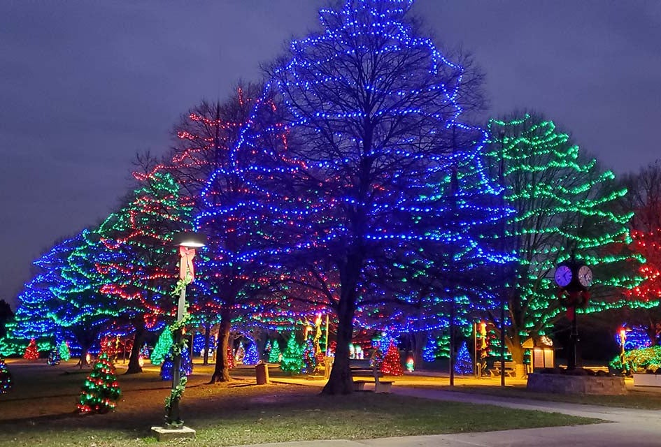 21 Free Holiday and Christmas Events for Philly Kids Rose Tree Park glimmers at night, welcoming visitors to enjoy a wintery walk at Festival of Lights. Photo courtesy of the park