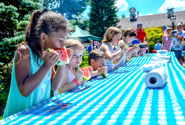 Easy Summer Weekend Getaways from NYC: Peddler's Village kids' watermelong eating contest
