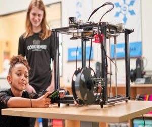 Little girl at a STEM camp. Photo courtesy of Code Ninjas