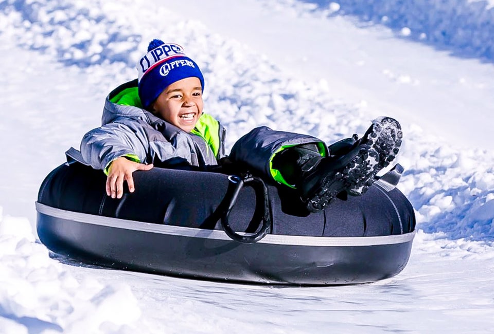 Best Snow Tubing near Los Angeles for Families Some of the tube lanes at Mt. Baldy are as long as 150 feet! Photo courtesy of Mt. Baldy Snow Play Park