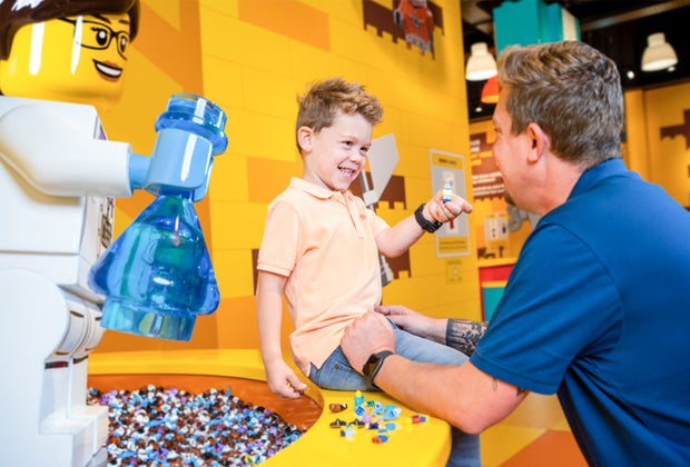 Image of father and child at LEGO Discovery Center Boston.