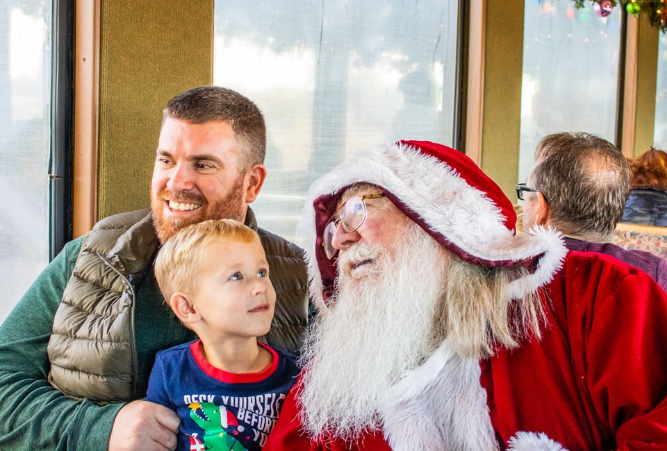 Polar Express Train Rides and Christmas Trains Near San Francisco for 2024 Mingle with Santa Claus while aboard a holiday train! Photo courtesy of the Sacramento River Fox Train