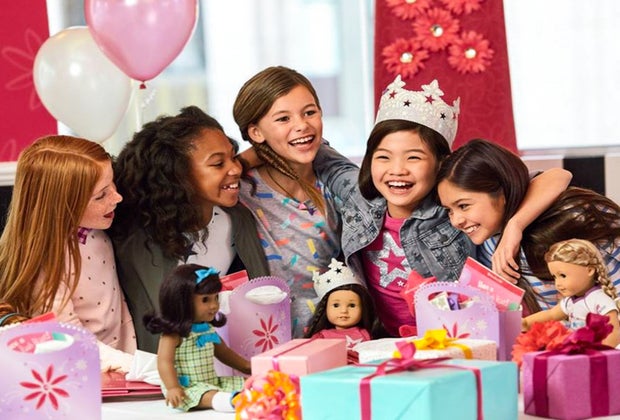 little girls enjoying an indoor birthday part at American Girl in Chicago
