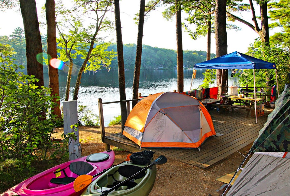 Families can enjoy outdoor fun and connect with nature at these top New England camping spots! Photo courtesy of the Pine Acres Family Resort in Oakham, Massachusetts