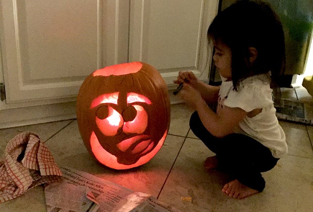 Pumpkin Carving Ideas and Stencils for Halloween: Kids can pick their favorite characters.