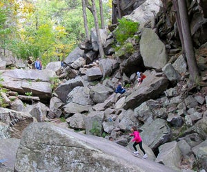 Kids love climbing the rocks at Purgatory Chasm. Photo courtesy of Purgatory Chasm State Reservation, Facebook