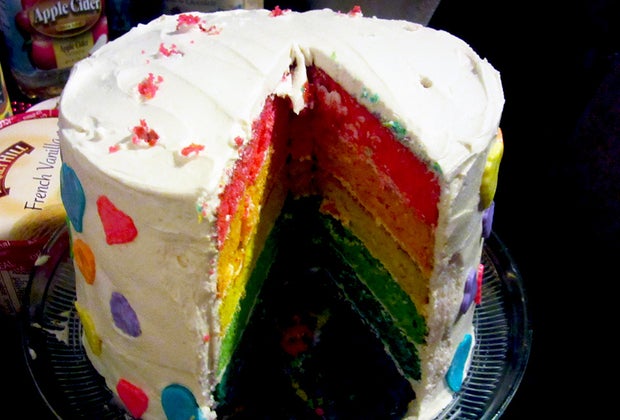Birthday Cake Ideas for a Kids' Birthday Party: Tye-dye or rainbow dye your cake