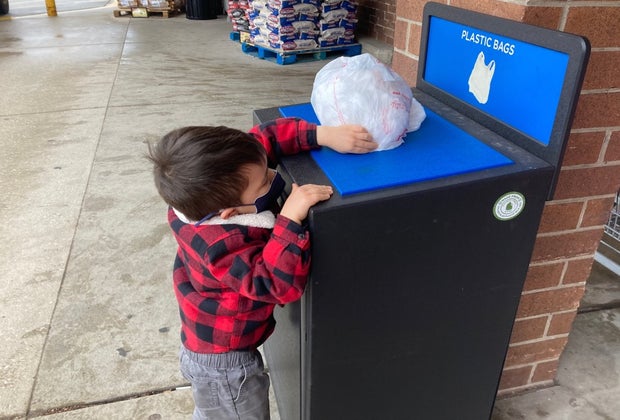 Tips for Living More Sustainably Every Day: Recycle plastic bags and switch to reusable