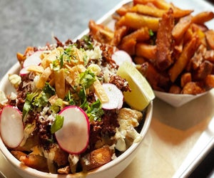 Wurstbar offers kid-pleasing hot dogs and delicious fries, loaded or not.