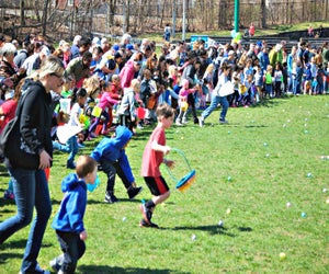 Hop to it at the Roslindale Village Main Street Egg Hunt. Photo by Bruce Spero courtesy of Roslindale Village Main Street