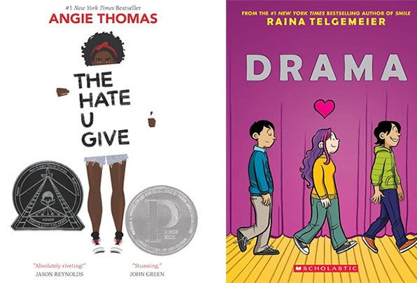 covers of the books The Hate U Give and Drama