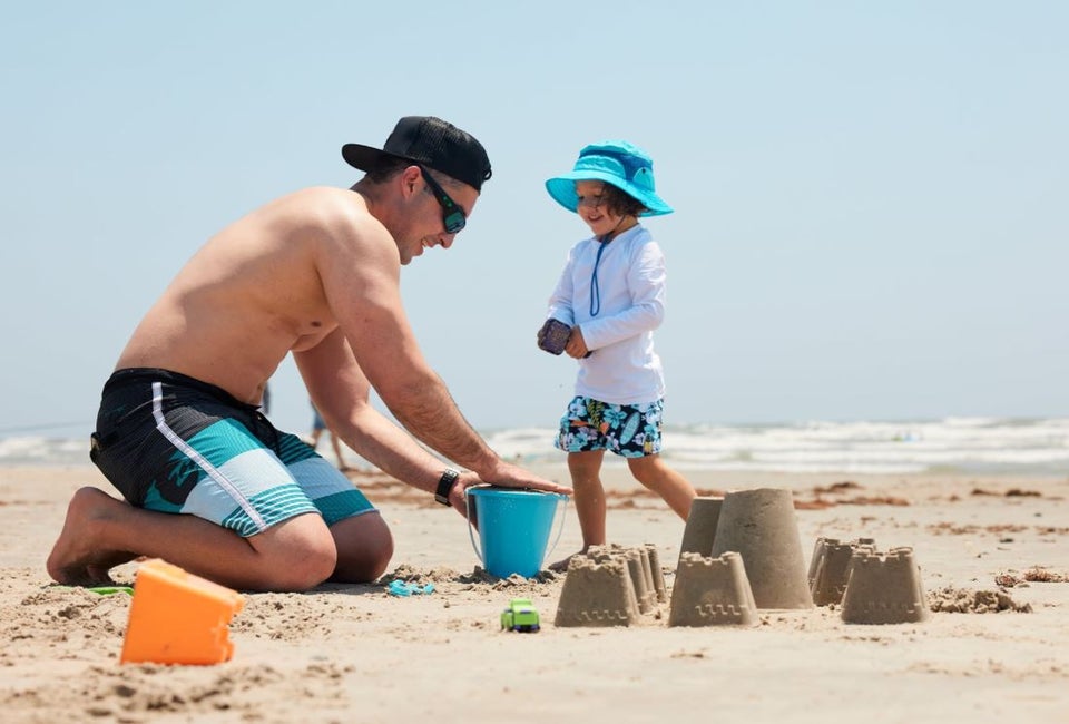 Building sandcastles at Port Aransas Beach.