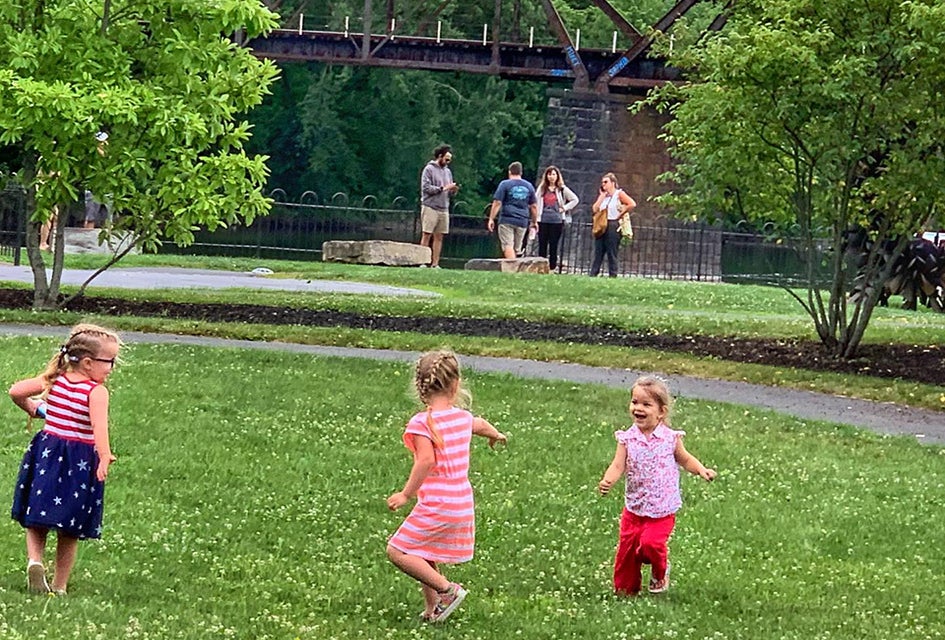 Kids play at South Park near the Easton Farmers Market. Photo courtesy of the market
