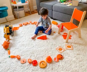 Have your toddler find all their toys of a certain color! Photo by the author (@creativishmom on Instagram)