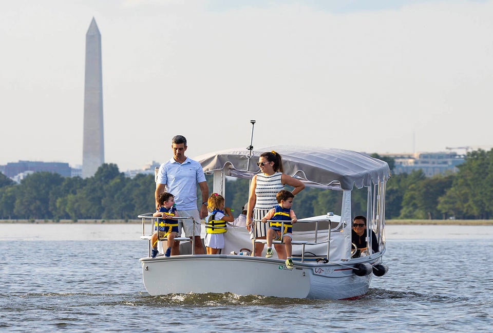 Rent an easy-to-drive electric boat for a scenic and cool family outing. Photo courtesy of SeaDC at dceboats.com