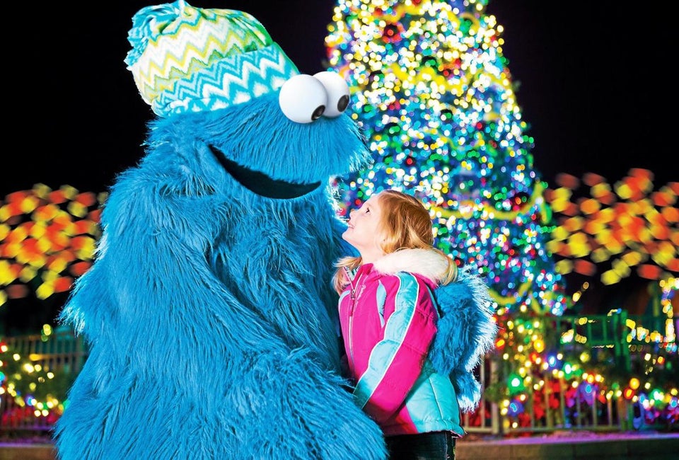 Cookie Monster helps make it a very furry Christmas. Photo courtesy of Sesame Place