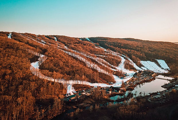 Aerial shot of Shawnee Mountain