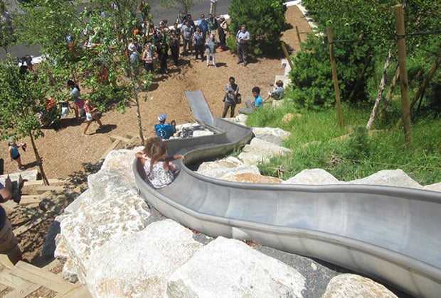 Things to do on Governors Island with kids: Slide Hill