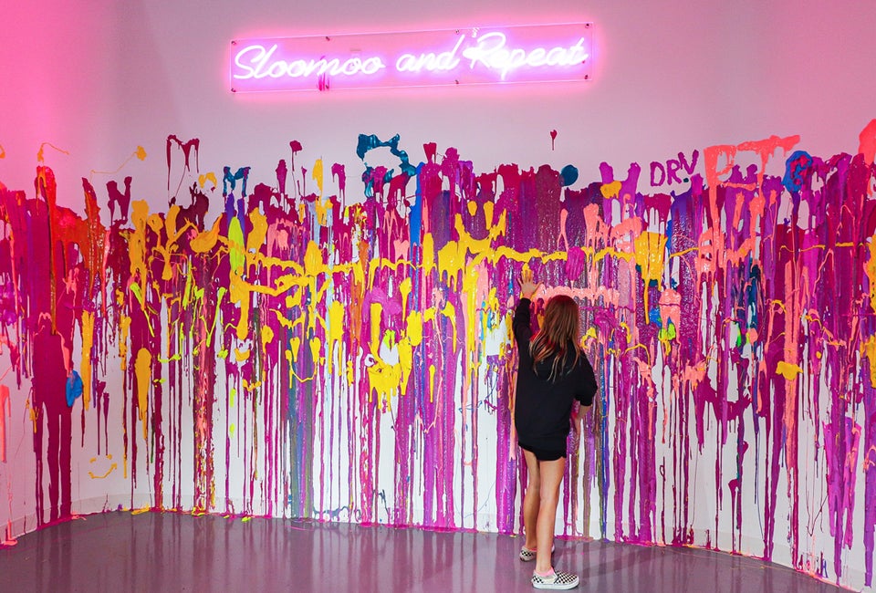 Sloomoo is inside of a colorful warehouse that's sectioned off into different sensory-slime experiences. Photo by Nan Ross