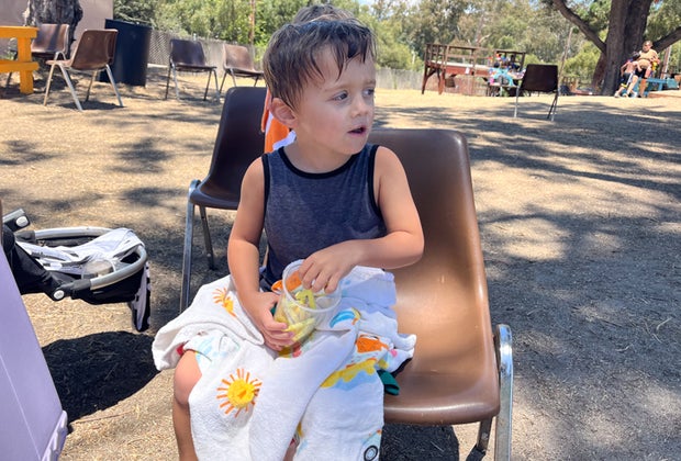 Adventure Playground: Take a snack break at one of the shady tables