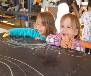 Draw on the tables at the Social Play Haus. Photo by Jaime Sumersille