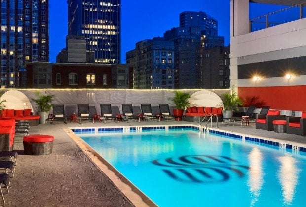 A rooftop pool makes for a refreshing break from Philly sightseeing at the Sonesta Philadelphia Rittenhouse Square