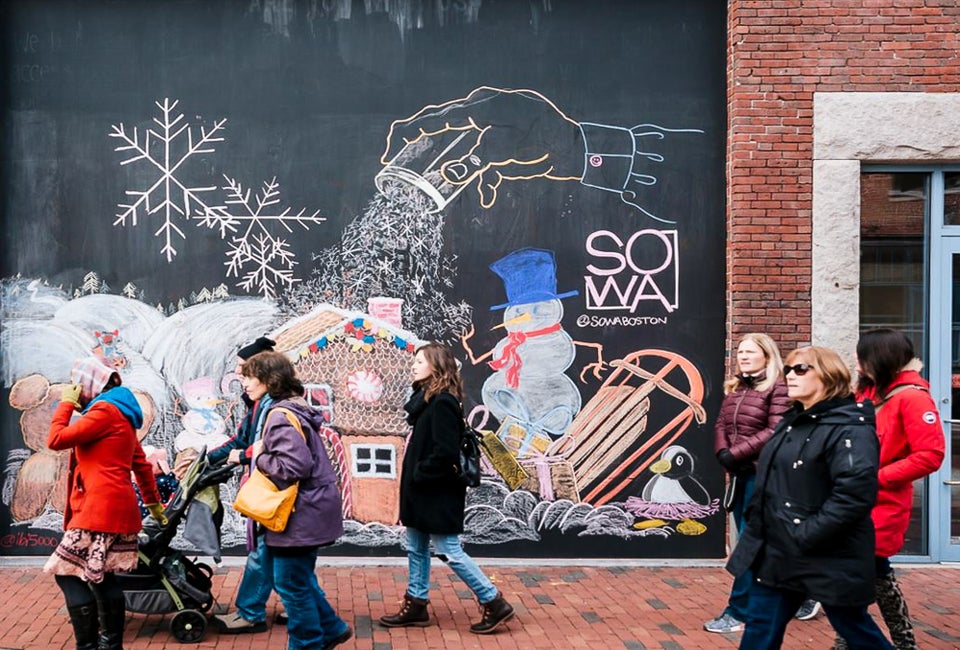 At the 10-day SoWa Winter Festival, discover a shopping village with 100 vendors, live ice  sculpting, and food trucks. Photo courtesy of SoWa Boston, Facebook