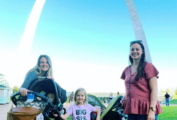 family with kids in from of the Gateway Arch St. Louis with Kids