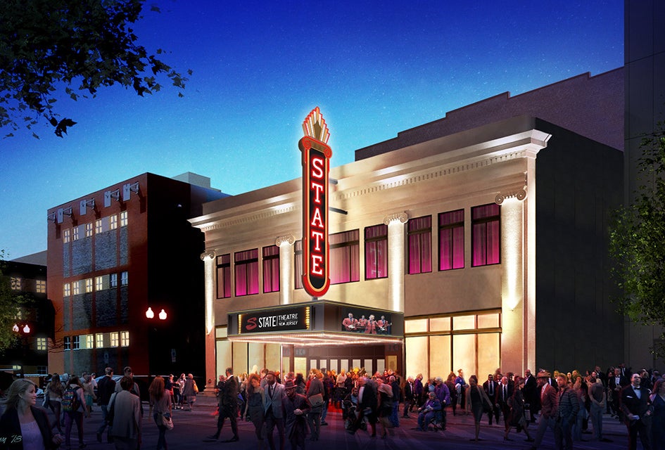 Renovated State Theatre New Jersey Ready to Raise its Curtains Again State Theatre New Jersey celebrates its centennial in December and is marking the occasion with a brand new blade marquee, which is just one of the improvements in its $12 million overhaul.