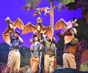 Stellaluna, a baby bat, is taken in by a family of loving birds in Stellaluna at the Center for Puppetry Arts. Photo courtesy of the center