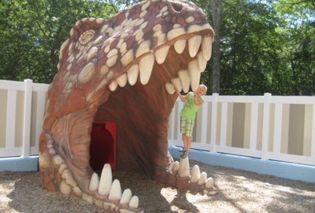Put a really big smile on their faces by taking the kids to visit the Dinosaur Place at Nature's  Art Village in Connecticut!