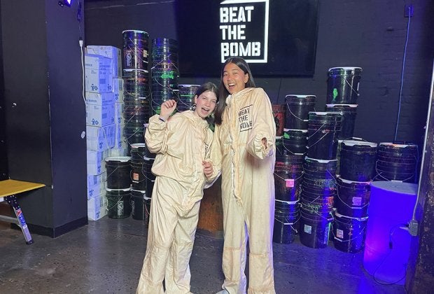 Teens love competing at Beat the Bomb, where they'll be paint bombed if they don't escape in time. Photo by the author