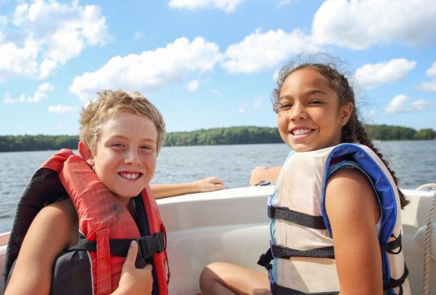Kids on a boat in Florida.