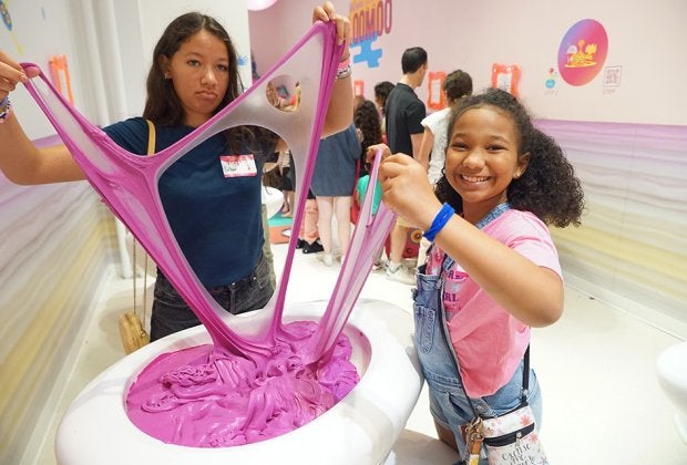 Stretch, mold, squish, and play with slime to your hearts content at the Sloomoo Institute in Soho. 