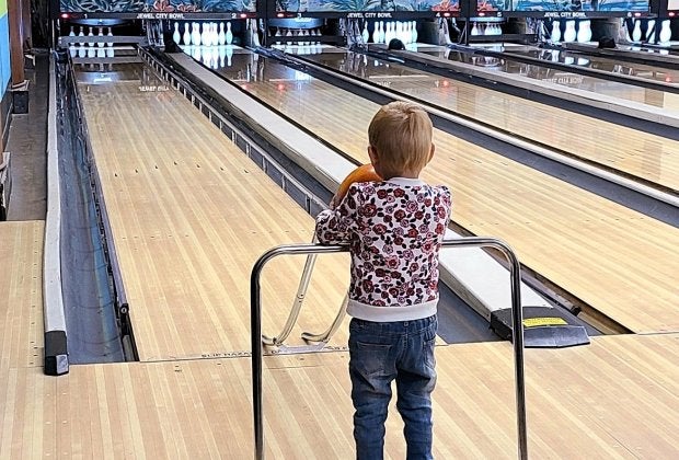 Ball ramps and gutter bumpers can make bowling more fun for the youngest of kids. And us bad bowlers. Photo courtesy of Jewel City Bowl
