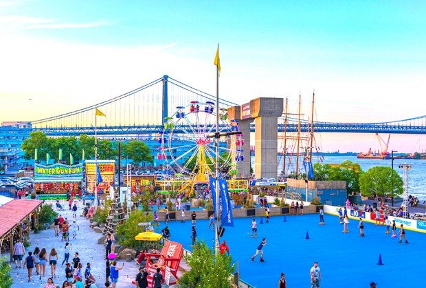 Blue Cross RiverRink is open for Summerfest in the warmer months and Winterfest in the colder months. Photo courtesy of  J. Fusco for Visit Philadelphia