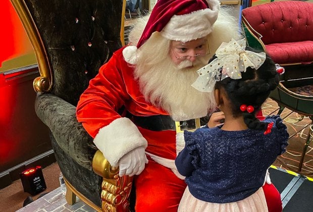 Kids share their Christmas wishes, while parents grab more coffee, at breakfast with Santa in Boston! Breakfast with Santa at The VERVE Hotel, photo courtesy of the hotel