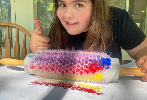 Bubble wrap games and crafts to try with kids! Photo by Ally Noel