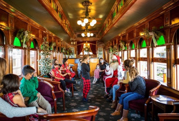 Take a train ride with Santa aboard the Paradise Express. Photo courtesy of Strasburg Rail Road, Facebook