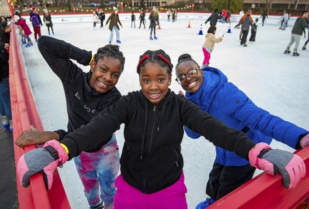 Get outside with the family this winter with the best outdoor skating rinks in Connecticut! Photo by Andy Hart courtesy of Winterfest in Hartford