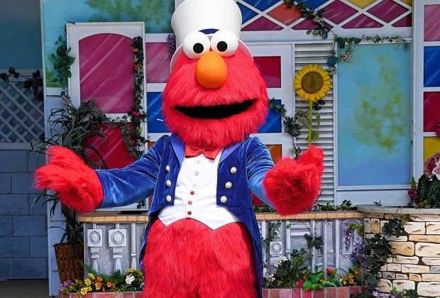 “C is for Celebrate” with fireworks at Sesame Place. Check out Elmo's new holiday outfit! Photo courtesy of Sesame Place