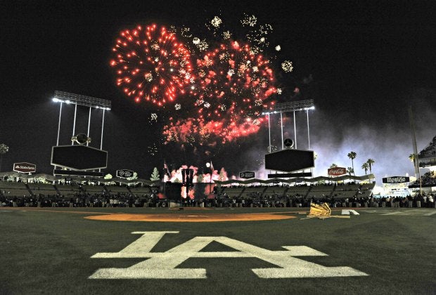 Watch a baseball game and the fireworks at Dodger Stadium. Photo courtesy of the Los Angeles Dodgers