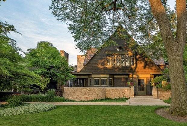 Frank Lloyd Wright's home and office in Oak Park, Illinois. Photo by James Caulfield courtesy of Choose Chicago
