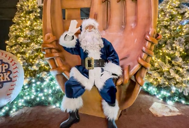 A baseball-themed light park and Santa! Photo by the author. 
