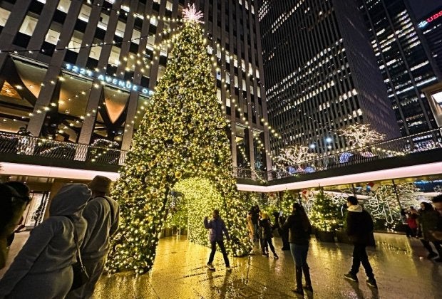 The tunnel through the Christmas tree at 1221 Avenue of the Americas is a delightful surprise! Photo by Jody Mercier