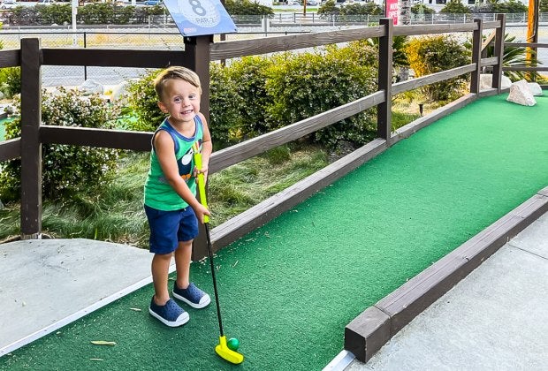 The mini golf holes are creative, challenging, and varied—for both kids and adults. Photo courtesy of the author